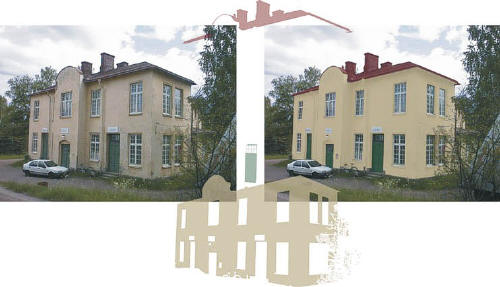 Gamla snickeriet p Sknvik, kosmetik 1900 tals byggnad jugend, Digitalkonst